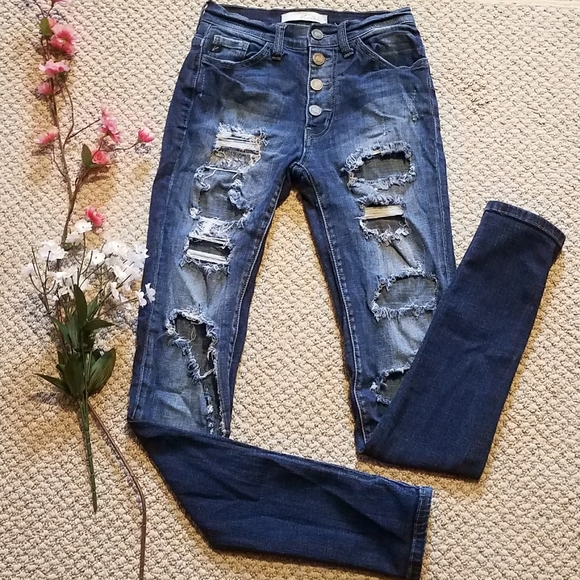 KanCan Denim - BUCKLE KANCAN buttonfly high rise ripped jeans